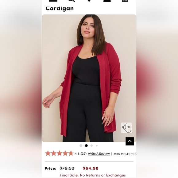Torrid STUDIO Cupro Open Front Cardigan red size 1x NWT - Picture 3 of 12